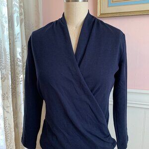 Maeve Anthropologie Navy Blue Wrap Sweater Womens Small